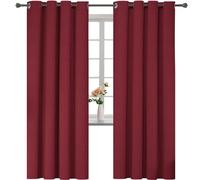 Rideau Occultant Lot De 2 Rideau Thermiques Anti Chaleur Intérieurs,Rideaux Salon Moderne Occultant Rideau,Tenture Opaque À Oeillets Isolation Anti UV Decoration Chambre,Rouge,140x115 cm