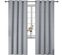 Rideau Occultant Lot De 2 Rideau Thermiques Anti Chaleur Intérieurs,Rideaux Salon Moderne Occultant Rideau,Tenture Opaque À Oeillets Isolation Anti UV Decoration Chambre,Gris Clair,215x115 cm