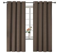Rideau Occultant Lot De 2 Rideau Thermiques Anti Chaleur Intérieurs,Rideaux Salon Moderne Occultant Rideau,Tenture Opaque À Oeillets Isolation Anti UV Decoration Chambre,Brun Clair,140x180 cm