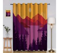 Rideau Occultant Lune Rideaux et Draperies Intérieurs Montagne Rideau Opaque à Oeillets, pour Salon, Chambre à Coucher, Décoration de Maison LxH/2x75x166cmYI3896