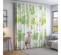 Rideau Occultant Minimaliste Feuilles Agneau - Rideau Thermique Isolant à Oeillets Crème, Lot de 2 Rideaux et Draperies Intérieurs 117L X 137H cm pour Chambre Cuisine Fenêtre