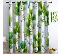 Rideau Occultant Moderne Minimaliste Plante Feuilles Branches 75L x 166H cm (L x H) Lot de 2 Rideaux Opaque à Oeillet, Isolant Thermique Anti Froid Rideau, pour fenêtres Salon Chambre Cuisine Bureau