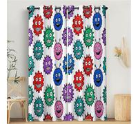 Rideau Occultant Monstres Dessins Animés Thermique Isolant, Rideaux Fenêtre Opaques à Oeillets Graffiti Excentrique Anti Froid UV Bruit, Intérieurs Decoration Dressing Salon Chambre - 140x175cm