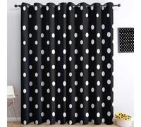 Rideau Occultant Motif à Pois Noirs et Blancs Rideaux Thermiques à Fenetre Moderne Décoration Noir et Blanc pour Salon Chambre Fenetre Cuisine, Rideaux et Draperies 91.5L X 214H cm (2 Panneaux)