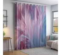 Rideau Occultant Motif Abstrait Texture Plumes Rose Bleu, Rideau Thermique Isolant Anti Chaleur Tenture Opaque à Oeillets Isolation Anti UV Chambre Maison Salon, 140L X 250H cm (2 Panneaux)