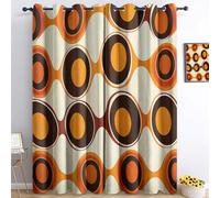 Rideau Occultant Motif De Bulles Rétro Orange Couleur Orange Isolation Thermique Rideau, 100% Polyester Rideaux Isolants, Rideau Intérieur à 0eillets Moderne Chambre 140L X 260H cm (2 Panneaux)
