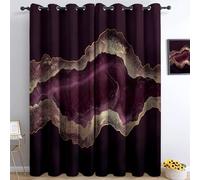 Rideau Occultant Naturalisme Géode Bordeaux 140 x 260 cm Rideau Isolation Thermique Polyester Doux, Rideau Occultant 3D Oeillets Rideau pour Rideaux Décor Salon Chambre, 2 Pièces