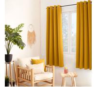 ED ENJOY HOME Rideau obscurcissant Réglisse Jaune moutarde 140x180cm œillets argentés 100% polyester