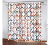 Rideau Occultant Orange Bleu Géométrie Rideaux Opaque Rideau Occultant Thermiques Rideau Salon Chambre Decoration 2 Panneau Rideaux avec Oeillet 2x85x200 cm