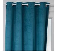 Rideau occultant ""Otto"" velours - à oeillets - bleu canard 140x260 cm - Bleu canard - Atmosphera createur d'interieur