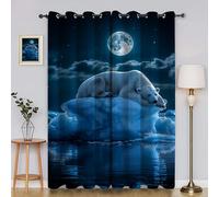Rideau Occultant Ours Polaire Rideaux et Draperies Intérieurs Lune Rideau Opaque à Oeillets, pour Salon, Chambre à Coucher, Décoration de Maison LxH/2x117x137cmYI3226