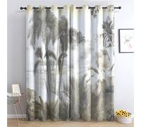 Rideau Occultant Palmier Tropical, Paysage De La Jungle Motif Rideaux Thermiques à Oeillets, Rideaux Imprimé pour Salon Chambre Fenetre Moderne Décoration, 140x260 cm (L x H), Lot de 2