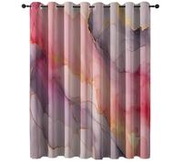 Rideau Occultant Peinture à l'encre Abstraite en marbre Simple Moderne Thermique Isolant Anti Froid Polyester 100L X 178H cm (2 Panneaux) Chambre Cuisine Décoration Or Rose
