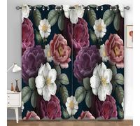 Rideau Occultant Plantes Abeilles - 140x260 cm Ensemble de 2 Panneaux de Rideaux Blanc Fleurs - Draperies Isolant Thermique Et Phonique Opaques Idéal pour Chambre Salon Salle à Manger Cuisine N239