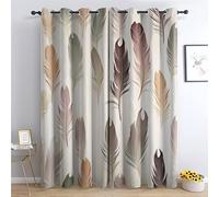 Rideau Occultant Plume - Rideaux Isolant Thermiques à Oeillets 140x180, Motif Oiseau Attrapeur de Rêves - Rideaux Salon Chambre Fenetre - Rideau Opaque - Lot de 2 Rideaux et Draperies Intérieurs