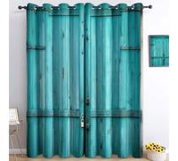 Rideau Occultant Porte de Grange Bleue Vintage Occultant Rideaux Thermiques à Oeillets pour 91.5L X 214H cm (2 Panneaux) Isolant Thermique 3D Impression Décoration Salon Rideau IsolantBleu
