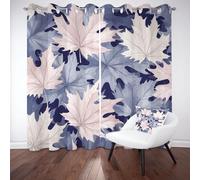 Rideau Occultant pour Chambre Motif de Feuille Botanique 2 Pièces Rideaux Imprimés Design Rayé Thermique Anti Chaleur, Isolation Acoustique, Rideau de Porte à Oeillets, 150 x 280cm