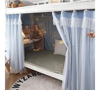 Rideau occultant pour lits superposés jumeaux - Tente de dortoir élégante et durable avec chiffon anti-poussière et filets inclus (bleu, 1,2 m)