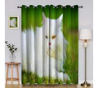 Rideau Occultant Prairie Rideaux et Draperies Intérieurs Chat Persan Rideau Opaque à Oeillets, pour Salon, Chambre à Coucher, Décoration de Maison LxH/2x140x200cmYI7849