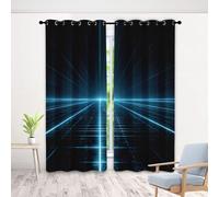 Rideau Occultant Punk Grille, 3D Treillis Lumière Rideaux Thermique Isolant À Oeillets, Sci-FI Futuriste Rideau Opaque pour Salon Chambre, Lot de 2 Draperies Intérieur 130x214cm LxH