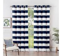 Rideau Occultant Rayé - Rideau Thermique Motif Rayures Bleu Marine, Rideaux Chambre Salon Fenetre, Lot de 2 Rideaux et Draperies Intérieurs à Oeillets, 117x183 cm (LxH) M#-576