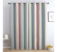 Rideau Occultant Rayé - Rideau Thermique Motif Rayures Vintage, Rideaux Chambre Salon Fenetre, Lot de 2 Rideaux et Draperies Intérieurs à Oeillets, 140x260 cm (LxH) Q-#341