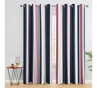 Rideau Occultant Rayé, Rideaux Thermiques, Motif Moderne Rayure Coloré, Decoration Maison, Tenture à Oeillets pour Salon Chambre Fenetre, L 110 x H 215, 2 Pièces - A377