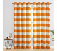 Rideau Occultant Rayé, Rideaux Thermiques, Motif Moderne Rayure Orange, Decoration Maison, Tenture à Oeillets pour Salon Chambre Fenetre, L 140 x H 180, 2 Pièces - A361