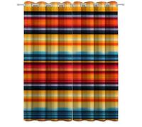 Rideau Occultant Rayures colorées mexicaines Rideaux Thermique Isolant Draperies Intérieurs Tenture Opaque à Oeillets pour Maison Chambre Salon Fenetre 2 Pièces 110L X 215H cm Polyester Cantonnière