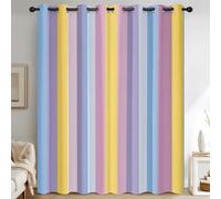 Rideau Occultant Rayures de Couleur Imprimé 3D Lot de 2 Rideaux Occultants Thermique Isolant Tenture Opaque à Oeillets Rayures Rideau Salon Chambre Fenêtres Décoration 2X 140x240 cm LxH A/5093