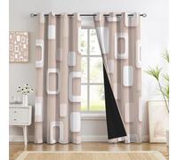 Rideau Occultant Rectangle Arrondi 3D, Lot de 2 117x137cm Rideaux Thermique Isolant à Oeillets Géométrie Solide 3D Draperies Intérieurs Decoration Fenetre pour Salon Chambre, Rose Nude
