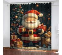 Rideau Occultant Rennes De Noël Brun Rideaux Occultant Thermiques Isolant Anti Froid Polyester Lavable avec Oeillets 2 Pièces Rideau Salon Chambre Décoration 2x110x215 cm