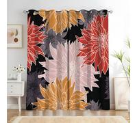 Rideau Occultant RéTro Rideaux et Draperies Intérieurs ChrysanthèMes Rideau Opaque à Oeillets, pour Salon, Chambre à Coucher, Décoration de Maison LxH/2x117x137cm O36