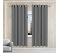 Rideau Occultant - Rideau 180 x 190 cm Isolation Thermiques, Tissu Doux et Infroissable Rideaux pour Salon et Chambre Design Moderne à Oeillets pour Maison Chambre Fenetre, Gris Foncé