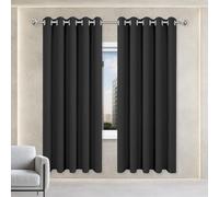 Rideau Occultant - Rideau 220 x 180 cm Isolation Thermiques, Tissu Doux et Infroissable Rideaux pour Salon et Chambre Design Moderne à Oeillets pour Maison Chambre Fenetre, Noir