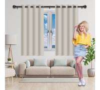 Rideau Occultant - Rideau 240 x 240 cm Isolant Thermique Anti Froid Panneaux de Rideaux Intérieurs Installation Facile pour Chambre, Salon, Bureau, Beige