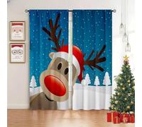 Rideau Occultant Rouge Chinois Rideaux et Draperies Intérieurs Flocons De Neige Rideau Opaque à Oeillets, pour Salon, Chambre à Coucher, Décoration de Maison LxH/2x75x166cm Noël j574