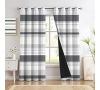 Rideau Occultant Salon Rayures Dégradées Gris Clair, Rideaux Thermiques À Oeillets, Géométrie Moderne Et Élégante Imprimé Decoration Chambre Fenetre, Lot De 2 Draperies Intérieurs 75X166 Cm