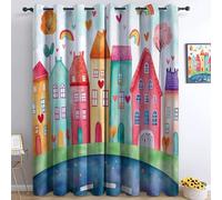 Rideau Occultant Salon Rue de la ville d'amour arc-en-ciel Rideaux Oeillets Moderne Thermique Isolant Anti Froid Polyester pour Enfant Garcon Fille Chambre Cuisine Décoration 234x229cm (LxH)