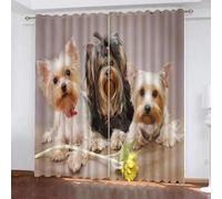 Rideau Occultant Schnauzer Lot de 2 Rideaux 3D Chiot Rideaux Occultants Thermique Isolant Anti Froid pour Chambre à Coucher et Salon Draperies Intérieurs oeillet 2 x L117cm x H138cm X1125