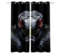 Rideau Occultant Serpent Lot De 2, 140x220cm, Vipère Noire Rideaux Salon Rideau Thermique Intérieurs, Rideaux Phonique Anti Bruit, Moderne Chambre Maison Dressing