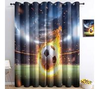 Rideau Occultant Stade De Football De FlammeBleu Isolation Thermique Rideau, 100% Polyester Rideaux Isolants, Rideau Intérieur à 0eillets Moderne Chambre, pour Salon 110L X 215H cm (2 Panneaux)