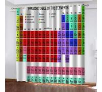 Rideau Occultant Tableau Périodique des éléments Imprimé 3D Lot de 2 Rideaux Thermique Isolant Tenture Opaque à Oeillets Enseignement Scientifique Rideau Chambre Salon Décoration 100x200 cm LxH B/422