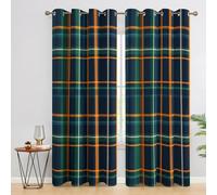 Rideau Occultant Tartan Ecossais, Rideaux Motif Carreaux, Rideau Thermique Isolant Draperies Intérieurs à Oeillets pour Chambre Salon Fenetre, Lot de 2, 117x137 cm E177