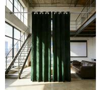 Rideau Occultant Thermique 240 x 240 cm Doux Opaques Anti Chaleur Isolation Chaleur UV Bruit Rideaux Isolant Thermique Design Moderne à Oeillets pour Salon et Chambre, Vert Foncé