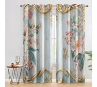 Rideau Occultant Thermique Fleur Vintage, Rideau Occultant Design Européen Classique, Tenture Opaque à Oeillets Isolation Lumiere Salon Decoration Chambre, 140x280 cm (LxH)