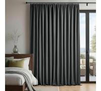 Rideau Occultant Thermique Grande Largeur 217 x 133 cm Anti Froid et Chaleur Rideaux Thermique Isolant Décoration de Fenêtre, Design Moderne pour Salon Chambre Séparation, Gris Foncé