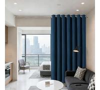 Rideau Occultant Thermique Isolant 100 x 240 cm Anti Chaleur Anti Froid Draperies Intérieurs à Oeillets Froid 1Pièces pour Chambre, Opaque Rideaux Salon Moderne, Bleu Foncé