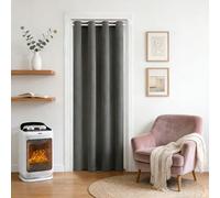 Rideau Occultant Thermique Isolant 200 x 210 cm Anti Chaleur Anti Froid Isolant Thermique Design Moderne à Oeillets pour Porte Fenetre Dressing Salon, Gris