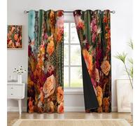 Rideau Occultant Thermique Isolant Anti Froid, Lot De 2 Grand Cactus Rideaux Fenêtre Opaques À Oeillets Couleurs Mélangées Anti Chaleur UV Bruit, Decoration Salon Chambre 140 X 260 Cm Plantes Fleurs